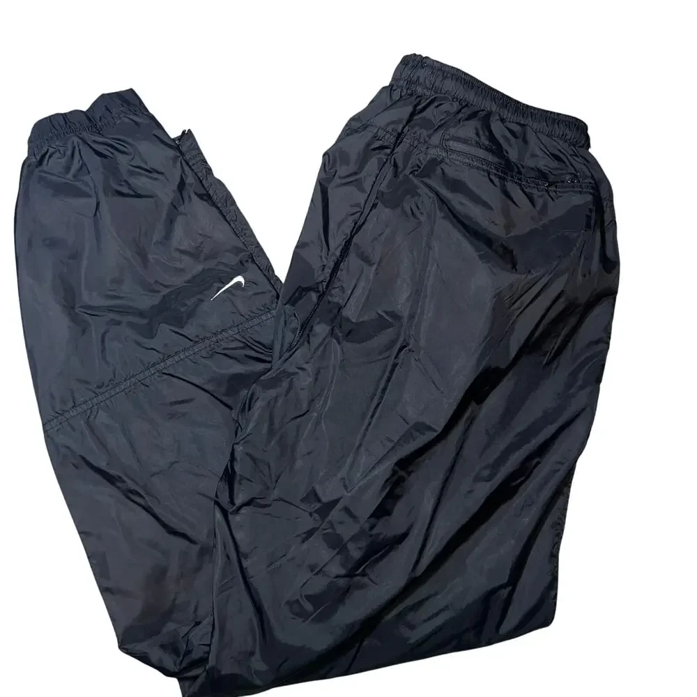 Vintage Y2K Nike Swoosh Black lined windbreaker track pants Men LG